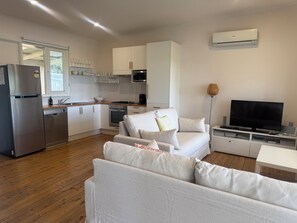 Televisie, een dvd-speler en een filmbibliotheek