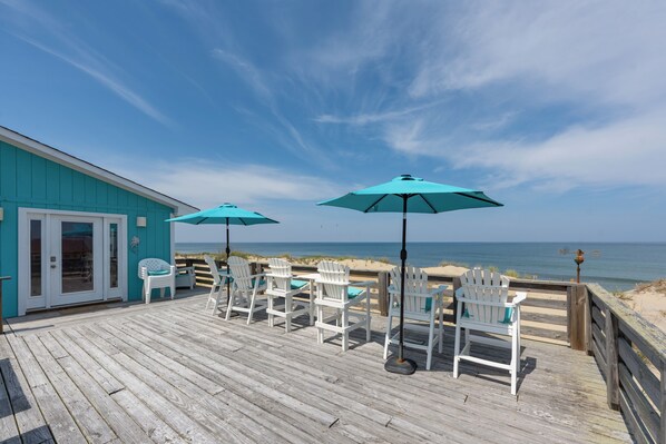 Terrace/patio - Oceanfront home featuring 500 square foot Oceanfront deck! (Kitty Hawk)