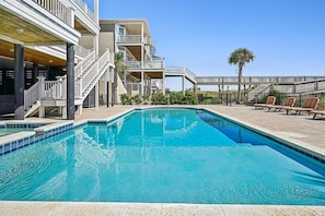 Outdoor pool, a heated pool - The Haven, Luxury Oceanfront House with Game Room, Hot Tub & Pool (NORTH MYRTLE BEACH)