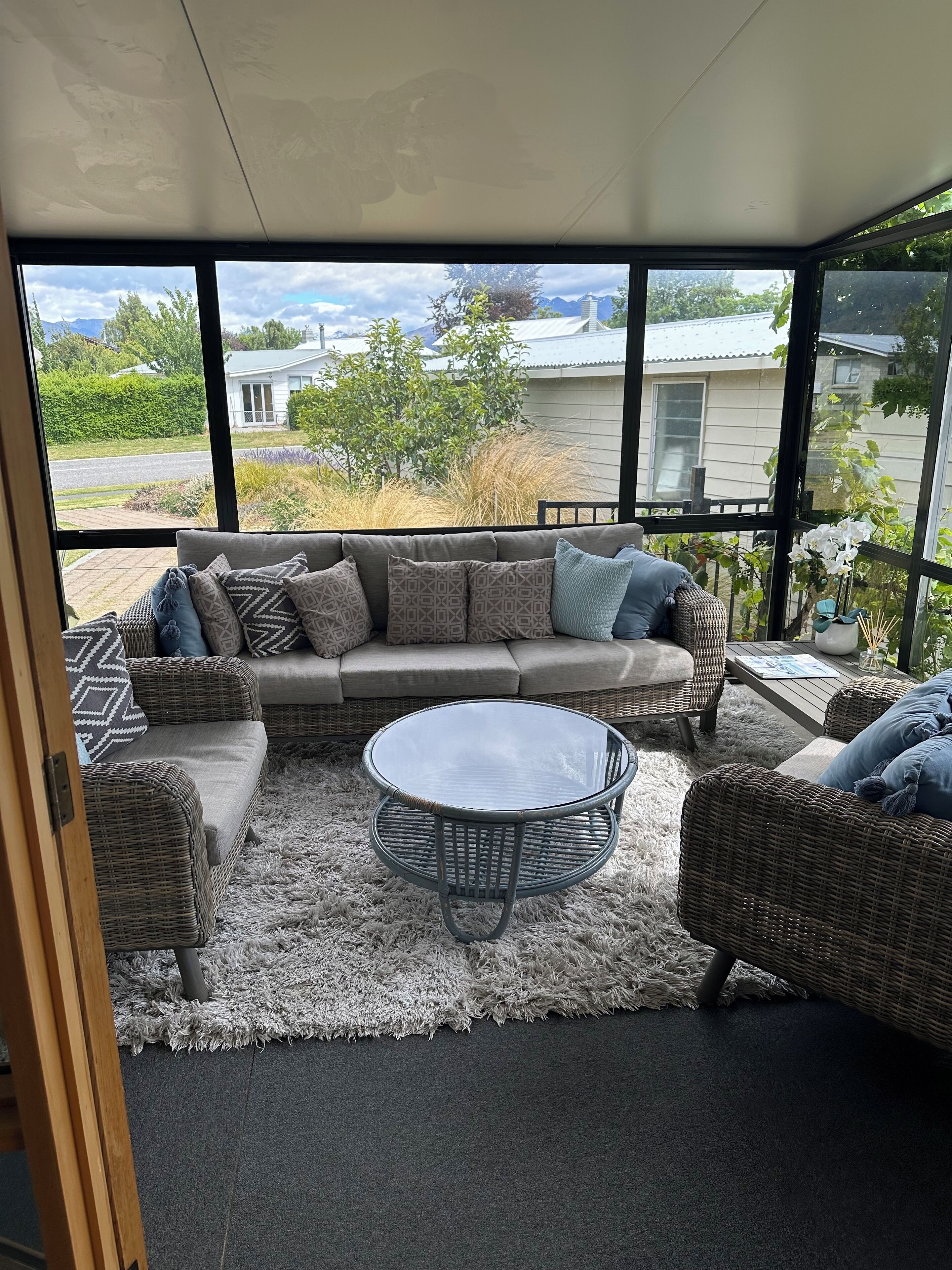 TV, fireplace, DVD player, stereo