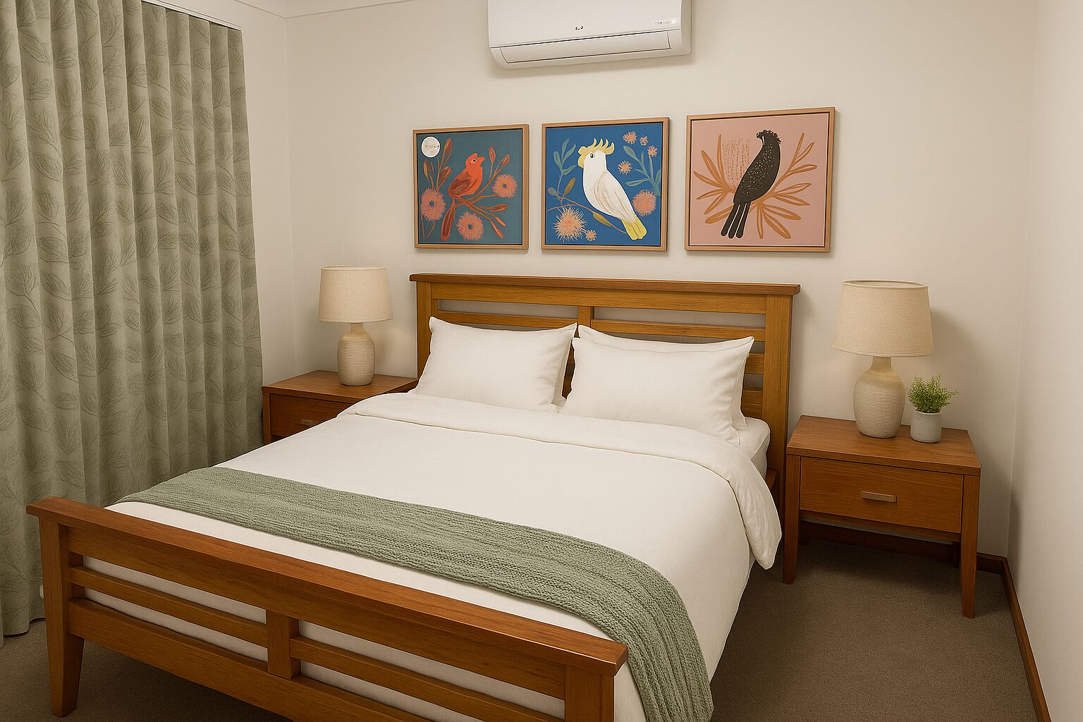 4 bedrooms, desk, iron/ironing board, travel cot
