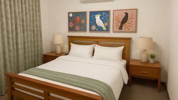 4 bedrooms, desk, iron/ironing board, travel cot