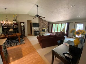 Smart TV, DVD player, books, video library