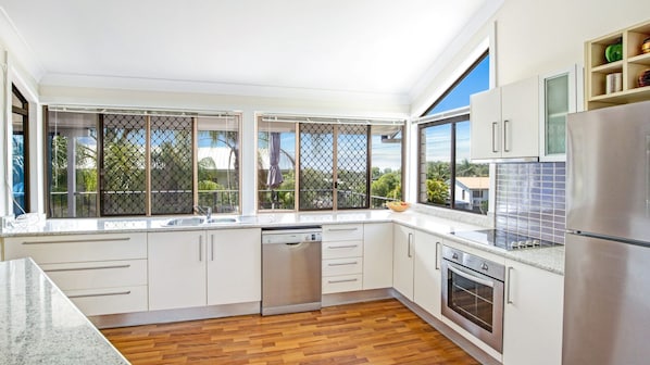 Microwave, dishwasher, high chair