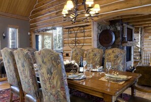 Dining - 5 BR + Loft Luxury Ski-in & Ski-out Log Home, stunning mountain views, hot tub (Mt Village)