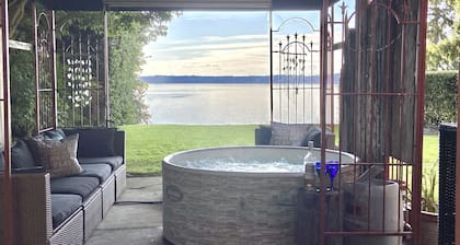Stunning Water, Sunset and Sound View Getaway Suite with hot tub and firepit