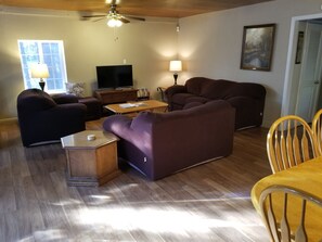 TV, peis, DVD-spiller og filmbibliotek