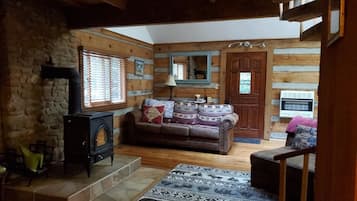 Smart TV, fireplace, DVD player, books