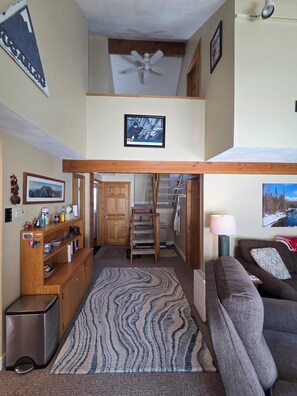 Smart TV, fireplace, stereo