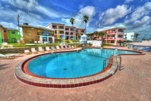 Outdoor pool, a heated pool - Pet-friendly, Beach-themed Tropical Manor 2 Bedrm Apts Across from Daytona Beach (Daytona Beach Shores)
