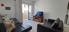 TV, DVD player, video library