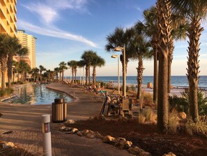 A heated pool - BEACHFRONT MODERN & FRESH; 3-BR CALYPSO Unit 702W w/ Beach Chair Service for 4! (Panama City Beach)