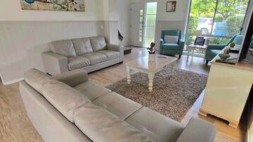 Smart TV, DVD player, books, video library