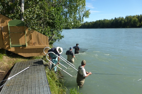 Private fishing on the property.  Fish cleaning table and freezer on property.