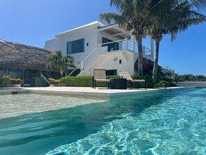 Outdoor pool, a heated pool - Newly Remodeled 2 bedroom ocean view house, indoor/outdoor living & private pool (isla mujeres)
