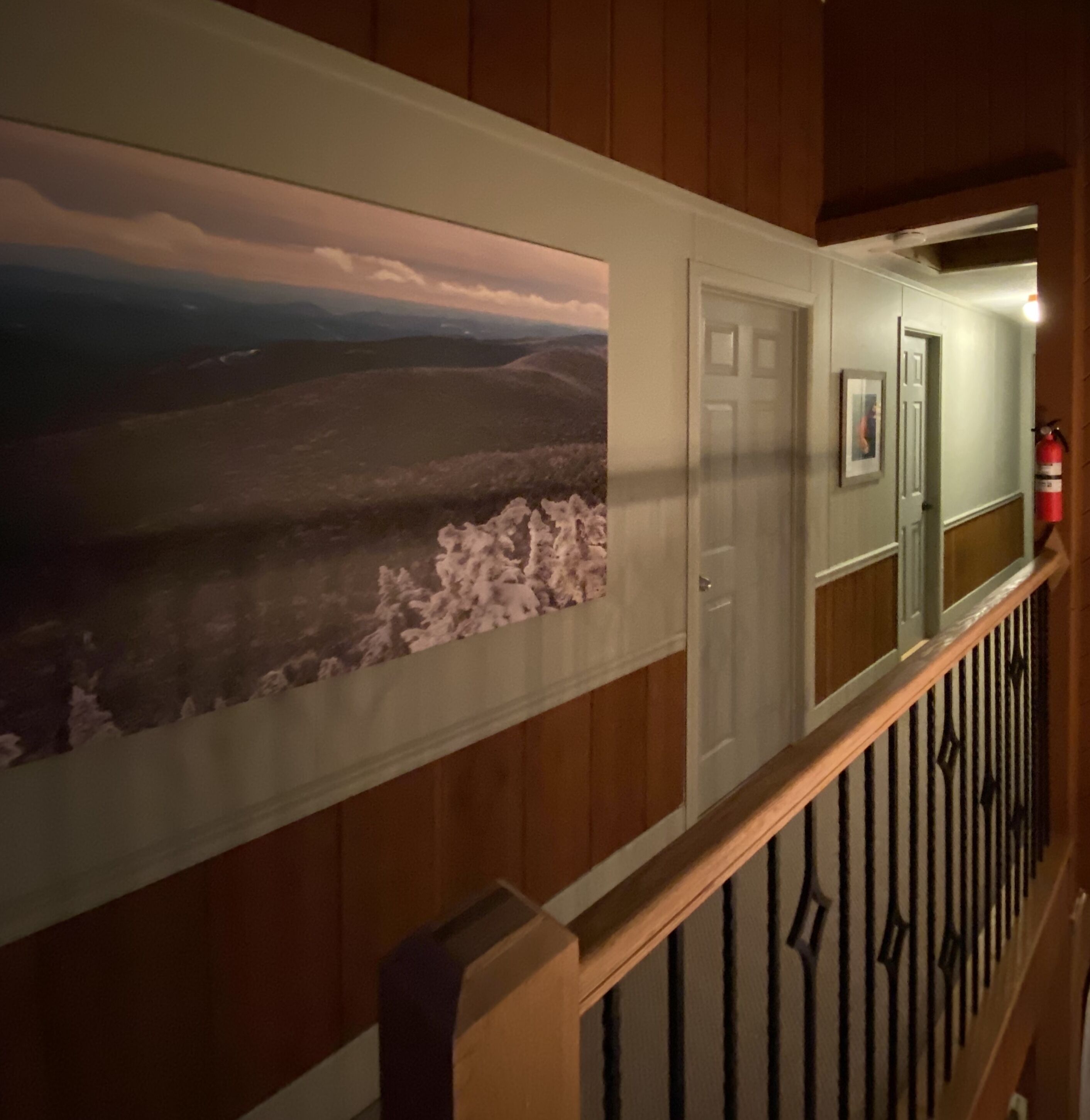 Second floor to all bedrooms, new hall carpet and custom railing.