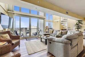 TV - XPLORIE ACTIVITIES & LINENS INCLUDED*! One of the most luxurious penthouse condos in Ocean City. Completely renovated with spectacular and breathtaking 2-story views of Ocean, Bay, and MD/DE coastline to Bethany. (Ocean City)