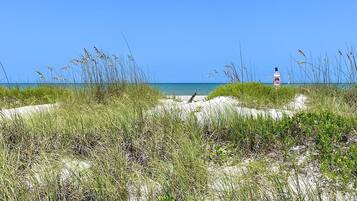 Plage, chaises longues, serviettes de plage