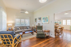 Smart TV, fireplace, toys, books