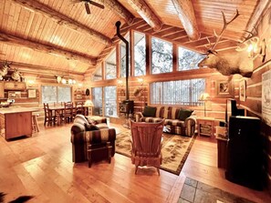 TV, fireplace, DVD player, stereo