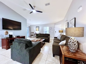 Smart TV, foosball, books