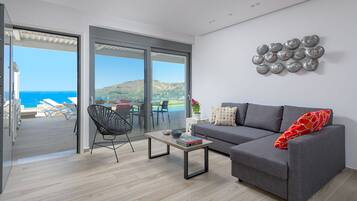 Villa, Private Pool, Sea View | Living room | Flat-screen TV