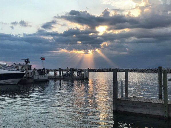 Guests can enjoy stunning views of the marina from the comfort of their accommodations.