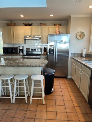 Fridge, microwave, oven, stovetop - Oceanfront Home on Folly Beach, SC (Folly Beach)