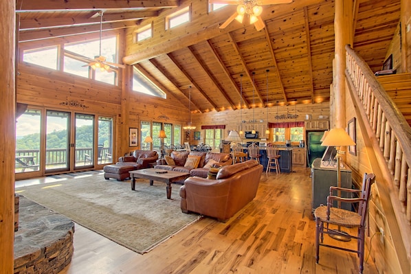 Smart TV, fireplace, video games, DVD player