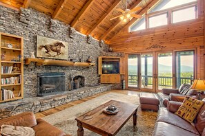 Smart TV, fireplace, video games, DVD player