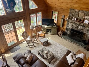 Smart TV, fireplace, DVD player, table football - Bear Beach Maine! Oceanfront Log Cabin, Secluded Sandy Beach, Sunsets & Sauna (Cutler)