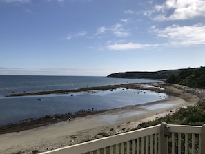 On the beach, sun loungers