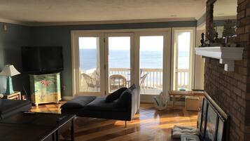 Télévision, cheminée, lecteur de DVD