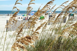 On the beach, sun-loungers - Free Bikes, Parking & WiFi, Perfect couple's getaway villa with ocean view (Hilton Head Island)