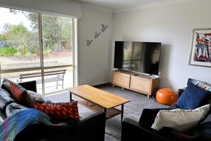 Smart TV, fireplace, video-game console, DVD player