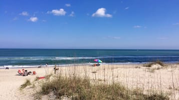 Beach nearby, sun loungers