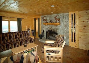 TV, fireplace, DVD player, foosball