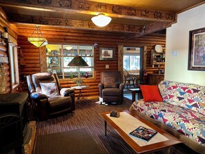 Smart TV, chimenea y libros