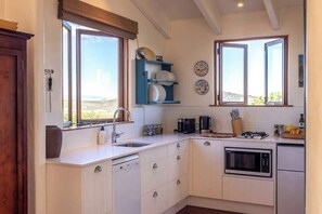 Kühlschrank, Mikrowelle, Herdplatte, Geschirrspüler