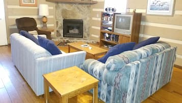 Smart TV, fireplace, DVD player, video library