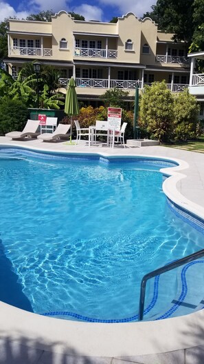 Outdoor pool - Modern Barbados condo with WIFI,  walk out to POOL, steps from BEACH (Hastings)