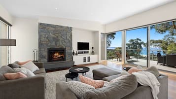 TV, fireplace