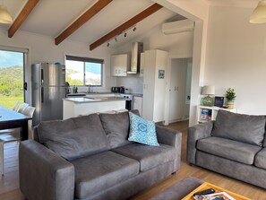 Smart TV, DVD player, books, video library