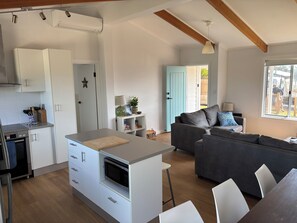 Smart TV, DVD player, books, video library