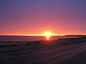 Nær stranden, solsenger og strandhåndklær
