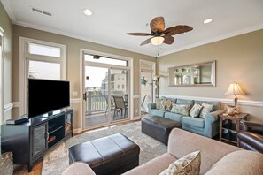 TV, DVD player, stereo