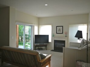Smart TV, fireplace, DVD player