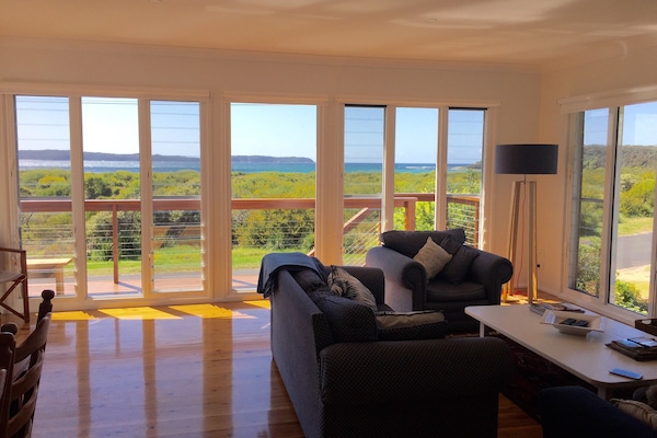Upstairs open plan living room with spectacular views.