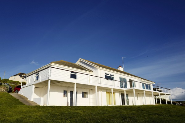 The living area is upstairs, to get the most of the view