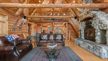 Smart TV, fireplace, video games, DVD player